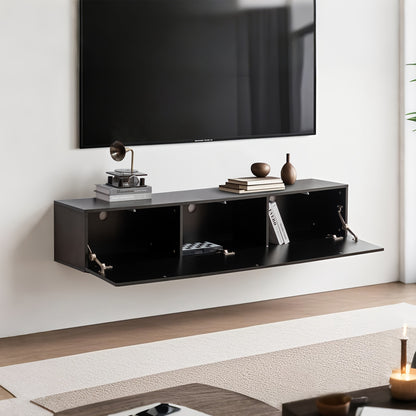 Tv Kast – TV Meubel – Lowboard – Wandmeubel – Hangend Meubel – Zwart – Metaal – 160x30,5x34 cm