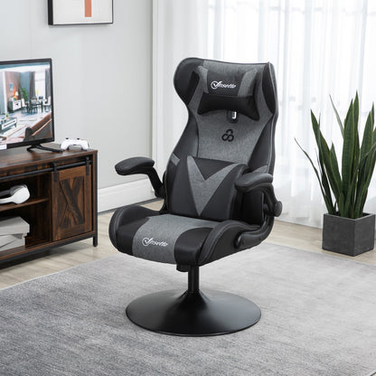 Gamingstoel – Bureaustoel – Gamestoel – Computerstoel – Stoel Voor Gamers – Verstelbare Zithoogte – Ergonomische Lenden- en Neksteun – PU Leer – Zwart/Grijs