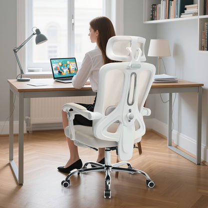 Ergonomic High-Back Office & Gaming Chair with Adjustable Seat Height, 360° Swivel, Padded - Heavy-Duty Plastic Frame, Manual Height Adjustment & Seat Lever - Compatible for PC, Computer, for Office, Gaming Setup