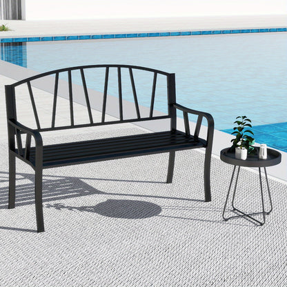 Tuinbank – Buitenbank – Parkbank – Balkonbank – Zitbank – Metalen Frame – Weerbestendig – 129 cm – 2-3 Personen