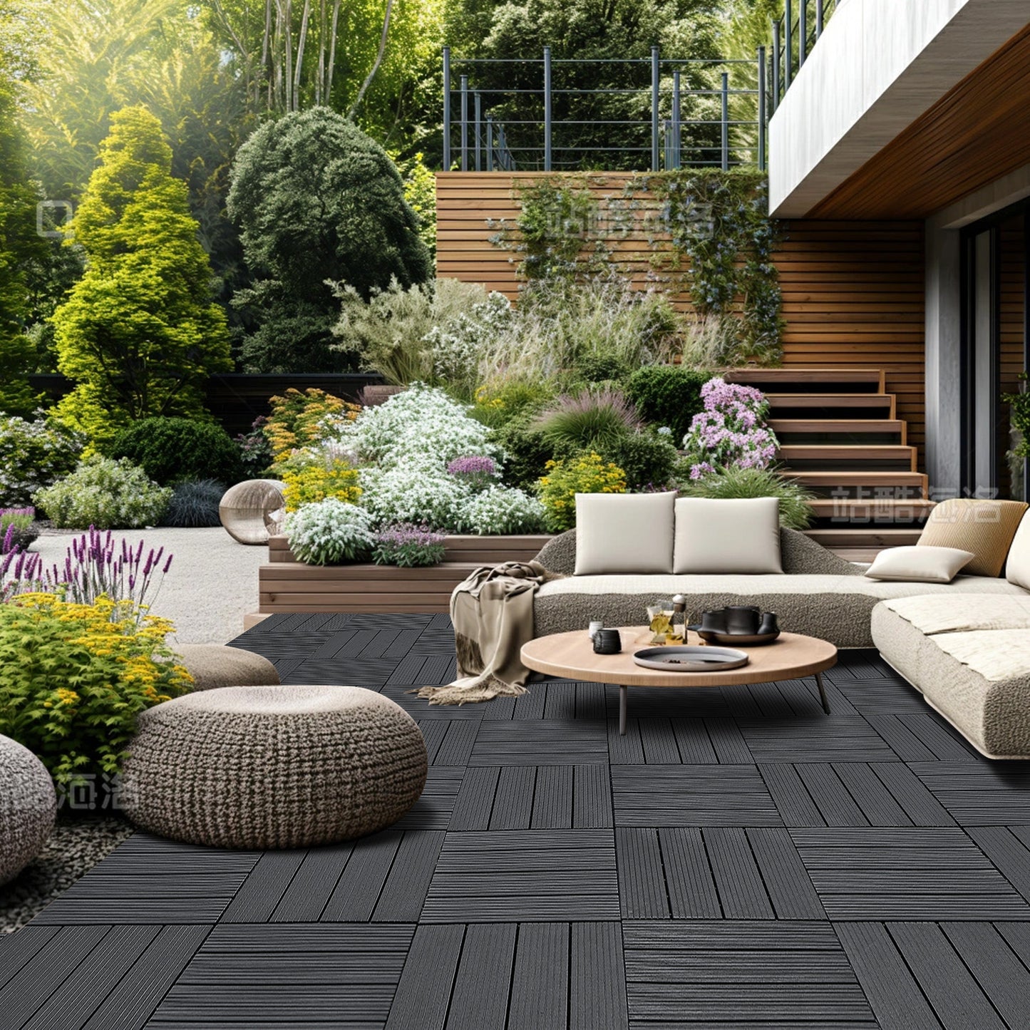 Terrastegels – Balkontegels – Kunststof Tegels – Kliktegels – Vloertegels – 54 Stuks – Waterdicht en Antislip – 29,5x29,5 cm