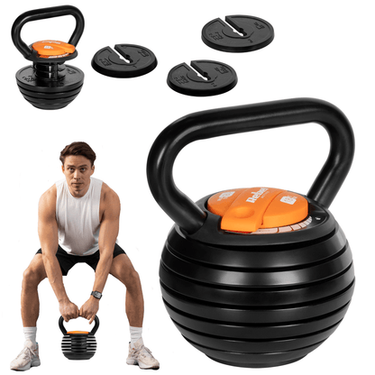 Verstelbare Kettlebell – Gewichtsketel – Halter – Gewichtszak – Krachttraining – Gietijzer Materiaal – Antislip Basis – 3,5 tot 18 kg Gewicht