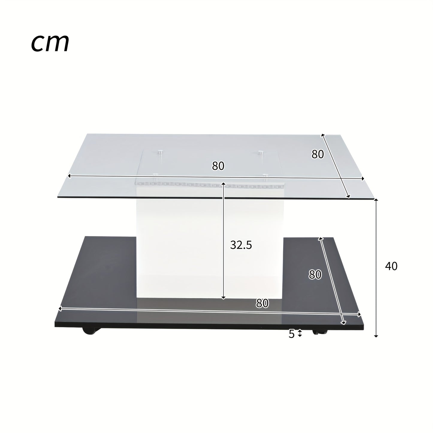 Salontafel – Koffietafel – Tafel – Bijzettafel – Glasplaat – Zwart – Verstelbare Wieltjes – Opbergruimte – Hoogwaardig Glas – Compact Vierkant Design