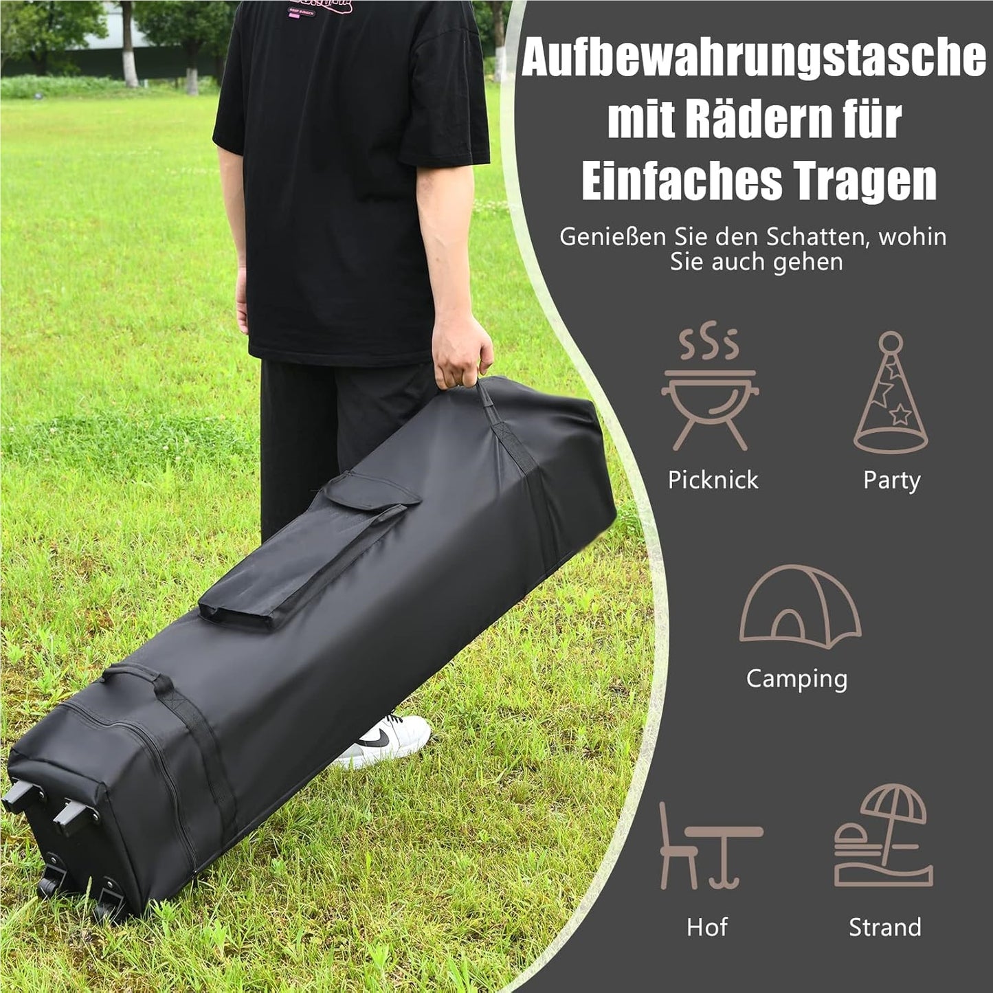 Paviljoen – Tuinpaviljoen – Tuintent – Gardentent – Pavilion 4x4m – Waterdicht – Dubbel Dak – UV Bescherming 50+ – Stevig Stalen Frame – Opvouwbaar Met Trolleytas – Winterbestendig – Bruin-Beige