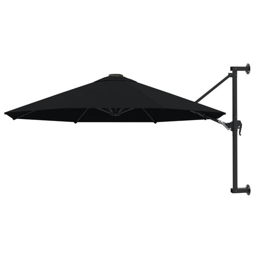 Solid Wall mounting parasol with metal mast 300cm black, Patio Cover, Outdoor Sun Protection, Rectangular Parasol, Classic Design, Durable Fabric, Steel Frame, Wallmounted Umbrella, Outdoor Umbrella, Commercial Outdoor