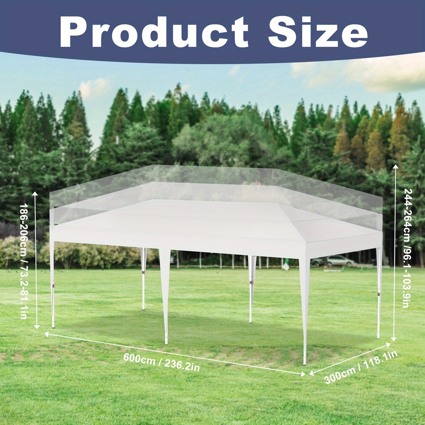 Pop-up Partytent – Vouwtent – Tent – Partytent – Vouwluifel – Wit – 3 x 6 Meter – Stevige Stalen Constructie