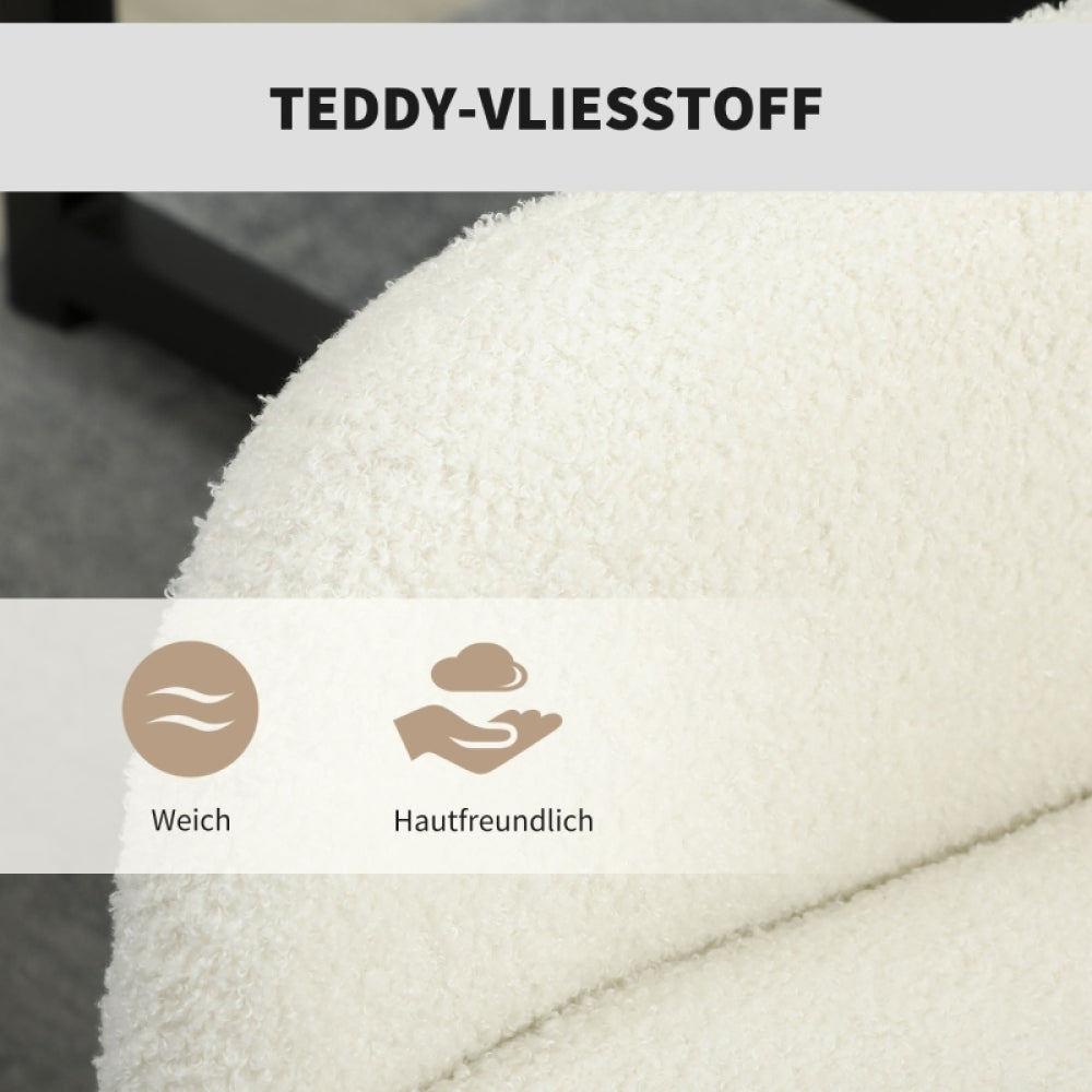 Bureaustoel – Ergonomische Stoel – Draaistoel – Office Chair – Bureaustoelen – 360° Draaibaar – Verstelbare Zithoogte – Crème Wit Fleece Met Schuimvulling – Stevig Metalen Frame