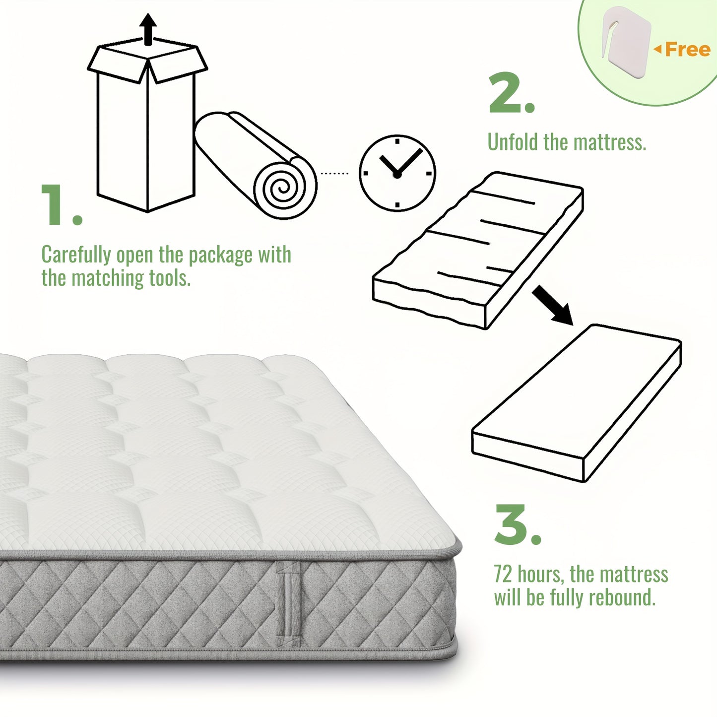 Orthopedic Cold Foam Mattress 120x200cm, Mattress with 7-zone Pocket Spring Core, Firmness Level H3 (medium Firm), 20cm High, 4 Handles + Vacuum Packaging