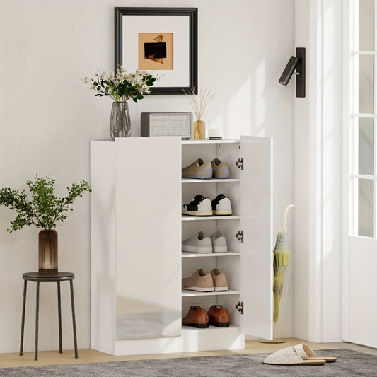 Schoenenrek – Schoenenkast – Schoenenopberger – Halmeubel – Schoenenbank – 5 Lagen – Voor 20 Paar Schoenen – Verstelbare Legplanken – Hout – Wit