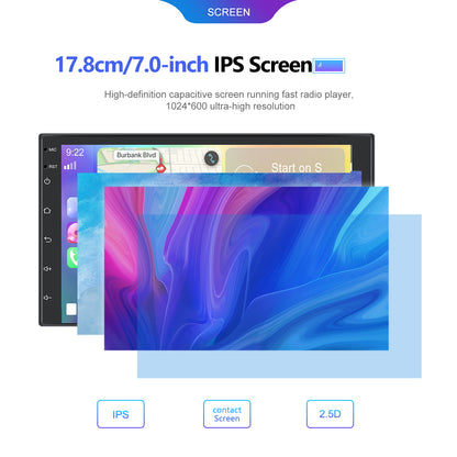 2 Din Autoradio – Multimedia Systeem – Navigatie Systeem – Touchscreen Radio – Auto Stereo – 7 Inch IPS Scherm – 6GB RAM & 128GB Opslag – Draadloze CarPlay & GPS Navigatie