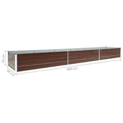 Verhoogde moestuinbak – Moestuinbak – Kweekbak – Plantenbak – Tuinbak – Gegalvaniseerd staal – 480x80x45 cm – Weerbestendig – Bruin