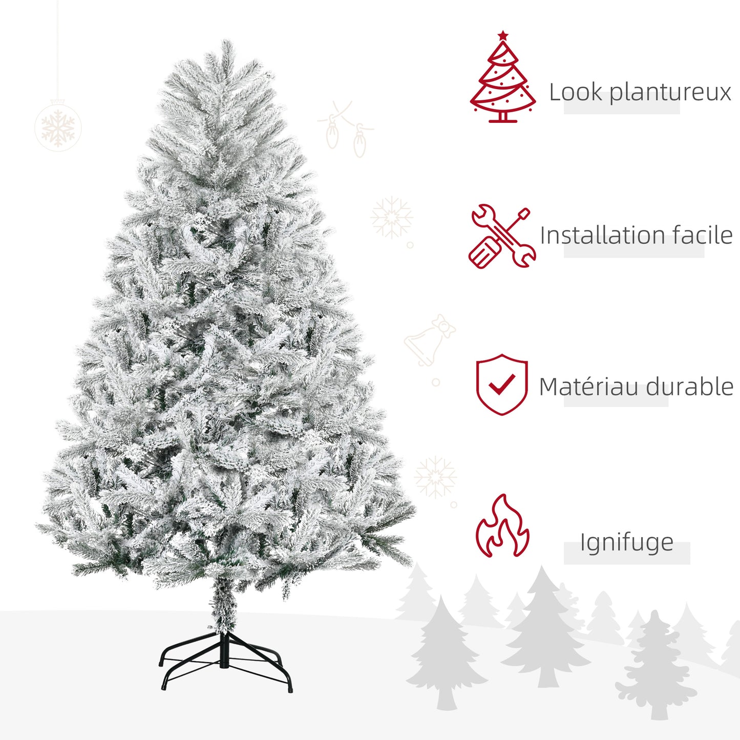 Kunstkerstboom – Nepboom – Sneeuwboom – Kerstboom Wit – Imitatie Nordmann – 180 Cm Hoog – 521 Sneeuwtakken