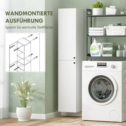 Wandkast Badkamer – Opbergkast – Toiletkast – Muurkast – Badkamerrek – Wit Gelakt – 6 Ruime Planken – Compact & Waterafstotend