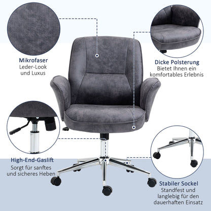 Bureaustoel – Office Chair – Draaistoel – Kantoorstoel – Bureau Stoel – Ergonomisch Design – Verstelbare Hoogte – Kantelfunctie – Microvezel – Maximaal 120 kg – Lichtgrijs – 67x69x92-102 cm