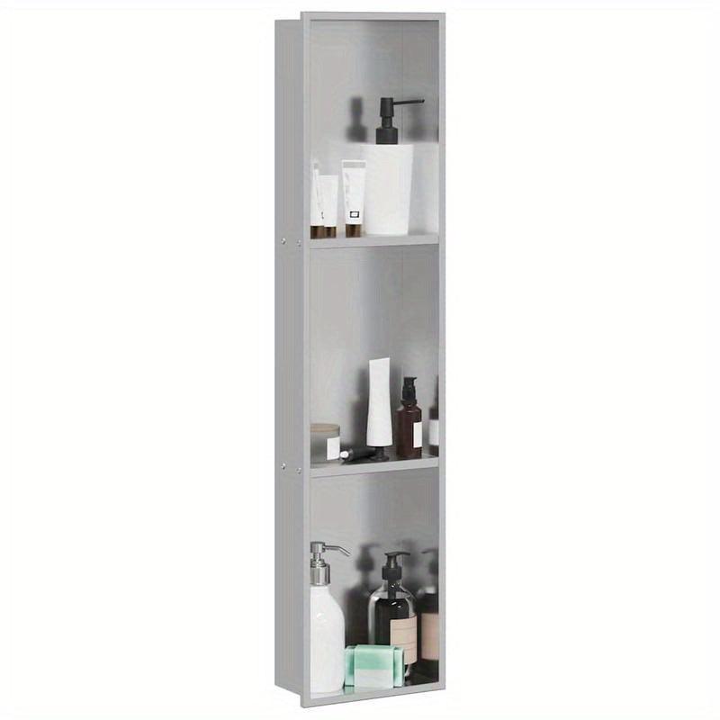 Inbouwdouche Niche – Douchenis – Doucheschelp – Opbergnis – Badkamernis – Zilverkleurig Roestvrij Staal – 90 x 20 x 9,5 cm – Eenvoudige Installatie Zonder Tegelwerk