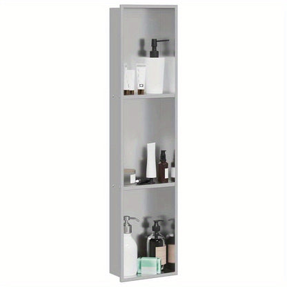 Inbouwdouche Niche – Douchenis – Doucheschelp – Opbergnis – Badkamernis – Zilverkleurig Roestvrij Staal – 90 x 20 x 9,5 cm – Eenvoudige Installatie Zonder Tegelwerk