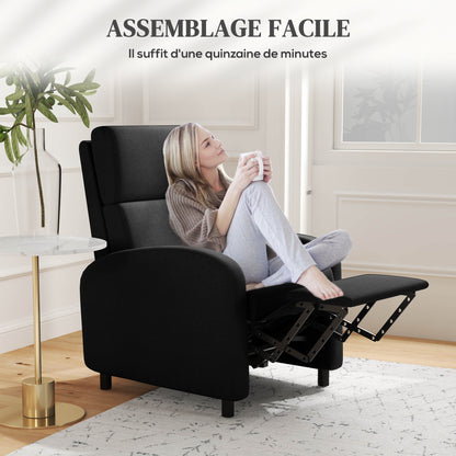 Relaxfauteuil – Verstelbare Fauteuil – Relaxstoel – Ruststoel – Zwart – Verstelbare Rugleuning Tot 160° – Ingebouwde Voetensteun