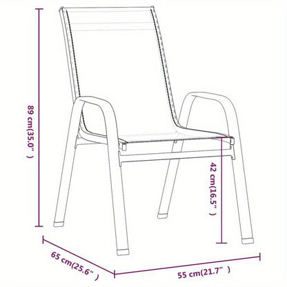 Tuinstoelen – Tuinstoelen – Stapelbare Stoelen – Terrasstoelen – Buitenstoelen – Set van 6 – Grenenhouten Frame – Zwart Textilene Zitvlak