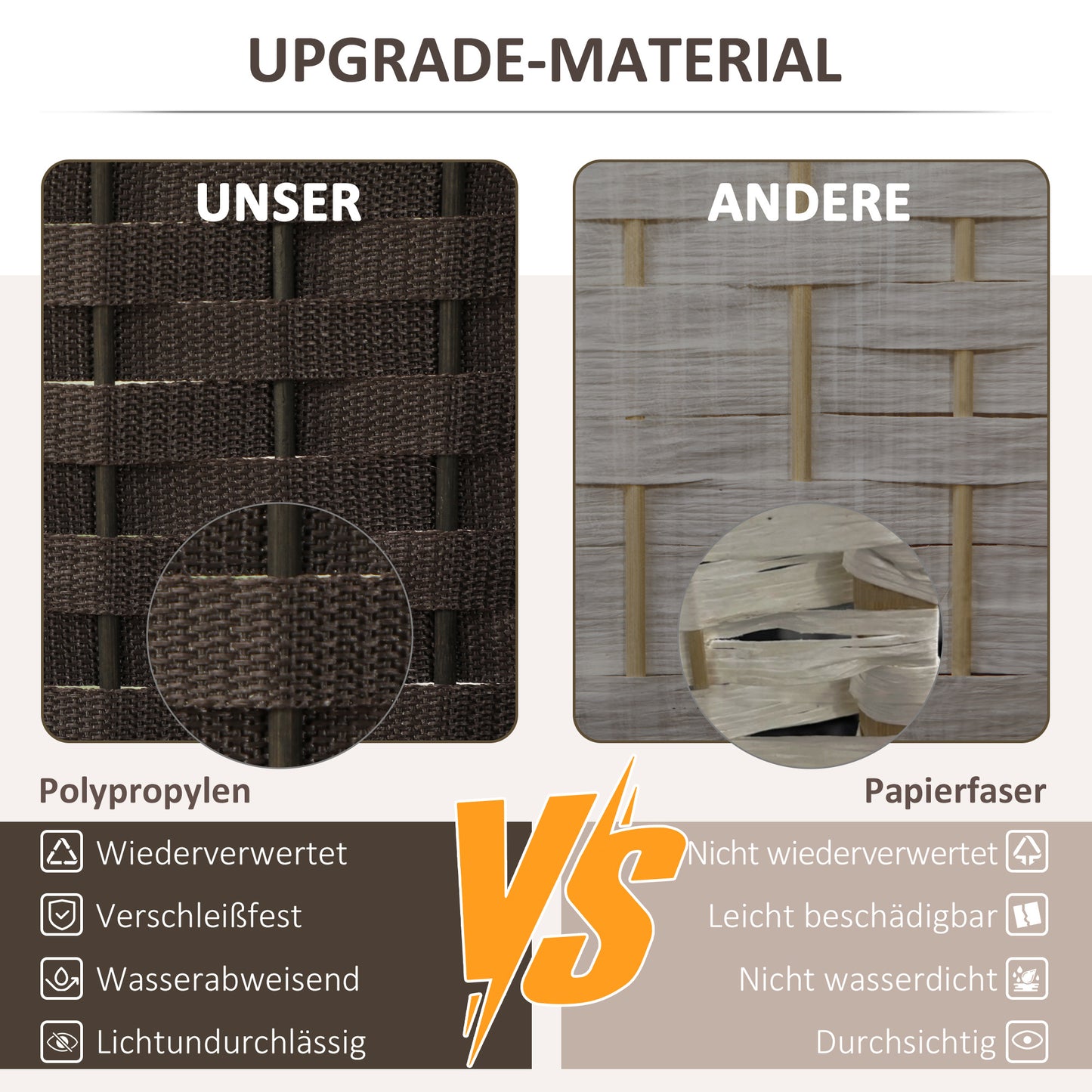Kamerverdelersysteem – Kamerscherm – Roomdivider – Scheidingswand – Privacywand – 6-panelen – Opvouwbaar en Lichtgewicht – Bruin