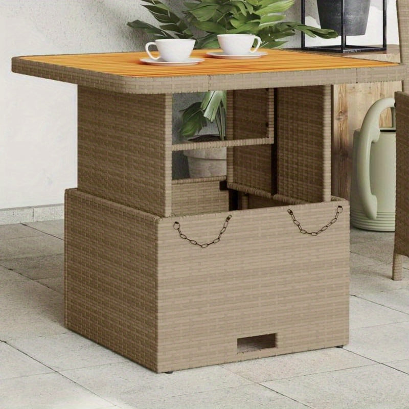 Table De Jardin Beige 80X80X71 Cm Easy to Assemble Modern Simple Easy to Carry DIY Outdoor Table in Backyard