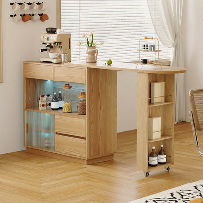 Bureau – Hoekbureau – Computertafel – Werktafel – Bureautafel – L-Vormig – Natuurlijke Houtkleur – Hardhouten MDF Constructie – Draaibaar Werkoppervlak – Opbergrekken