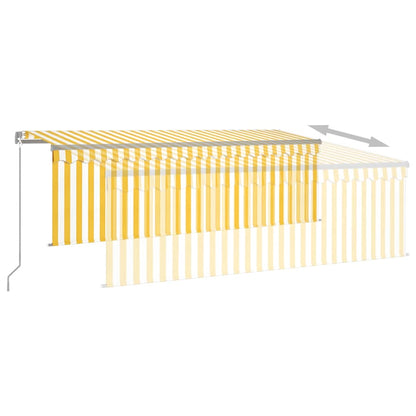 Buitenzonwering – Terraszonwering – Zonnescherm – Markies – Schaduwdoek – Geel Wit 4x3 meter – Aluminium Frame Roestbestendig – UV Waterbestendig Doek