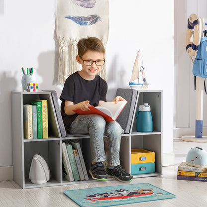 Kinderplank – Opbergrek – Zitbank – Opbergmeubel – Kinderzitje – 2-in-1 Kinderplank Grijs – Ruime Opbergruimte – Comfortabele Bekleding
