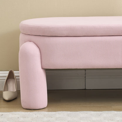 Opbergbank – Zitbank – Opbergkist – Halbank – Poef – Roze Chenille – Houten Frame – 104x43x43 cm – Met Opbergruimte – Zacht Zitvlak
