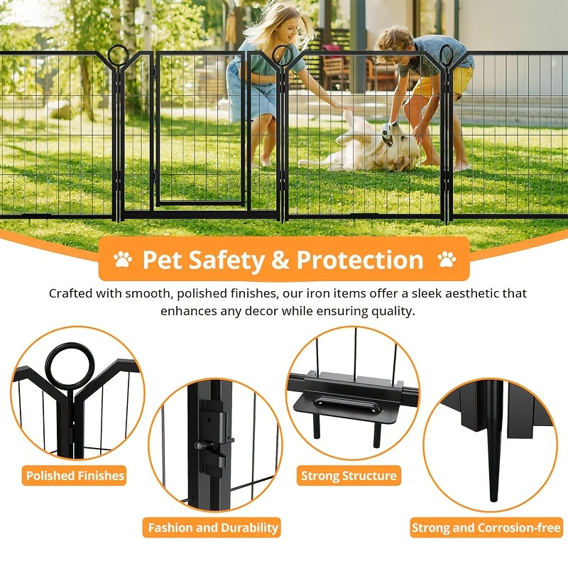 Portable Outdoor Dog Playpen Fence with 32-Inch Roof - Heavy-Duty Metal Frame & Panels, Easy Assembly Kennel for Yard, RV Camping, Garden - Spacious Pet Enclosure Suitable for Dogs