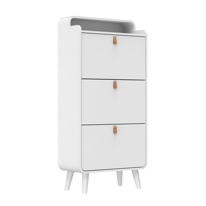 Schoenenkast – Schoenenrek – Schoenopberger – Schoenenkast – Schoenendisplay – Wit Metaal – 3 Inklapbare Lades – Ruimtebesparend Smal Design