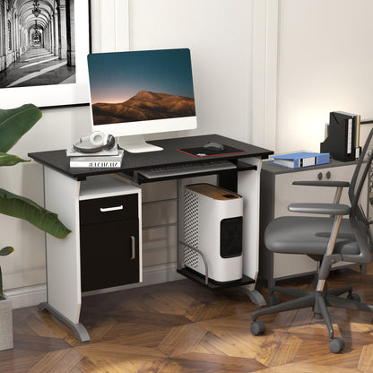 Computertafel – Bureau – Werkplek – Laptoptafel – Office Desk – MDF Materiaal – Compact 100x52x75 cm – Zwart-Wit Design