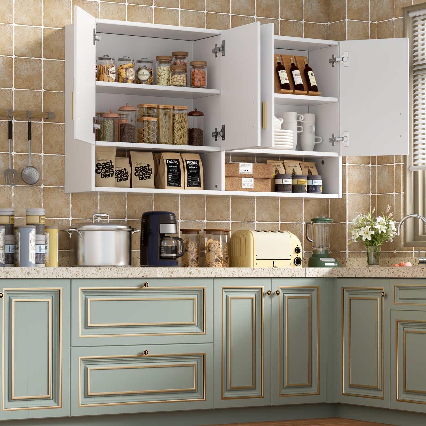 Wandkast – Keukenkast – Opbergkast – Badkamerkast – Bijkeukenkast – Wit – 3 Planken & 2 Deuren – Compact & Vochtbestendig