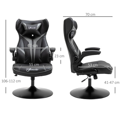 Gamingstoel – Gamestoel – Gaming Chair – Game Stoel – Bureaustoel – Ergonomisch Design – Verstelbare Hoogte 67x70x106-112 cm – Staal & Kunstleer Zwart/Grijs