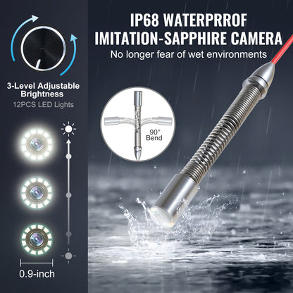 Rioolcamera – Inspectiecamera – Endoscoop – Buisinspectiecamera – Zelfnivellerend – 100M Kabel – 10,1 Inch Touchscreen