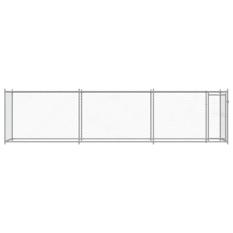 Hondenren – Hondenkooi – Hondenbench – Buitenkennel – Metalen Hondenren Grijs – Gegalvaniseerd Roestbestendig IJzer – 600x200x150 cm – Vooraf Gemonteerd