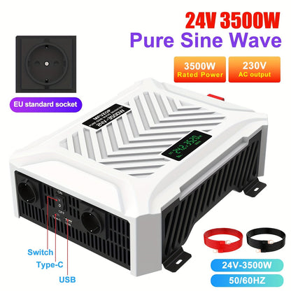 Omvormer – Spanningsomvormer – Stroomomzetter – Power Inverter – 3500W Continu Vermogen – Pure Sinusgolf & Overbelastingsbeveiliging