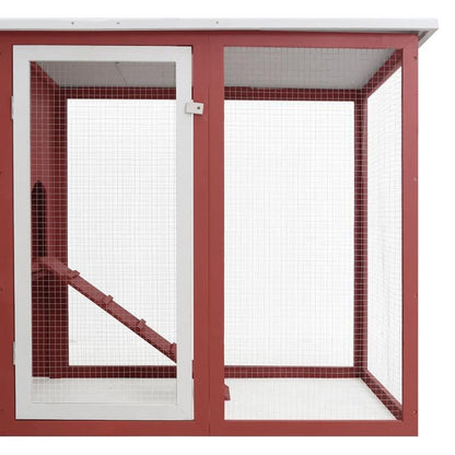 Easy Assembly Outdoor Chicken Coop with Red Wooden Nesting Box - Weatherproof Backyard hen house, Ventilated Run, Front door, Predator-proof security - Compact design for chickens, rabbits, small pets - Durable Wood Construct