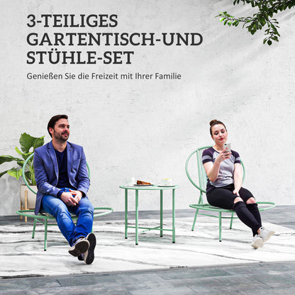Bistroset – Tuinset – Balkonset – Tuinmeubelen – Buitenmeubel – Weerbestendig Polyrattan – Schelpvormige Stoelen – Compacte Tafel – Groen