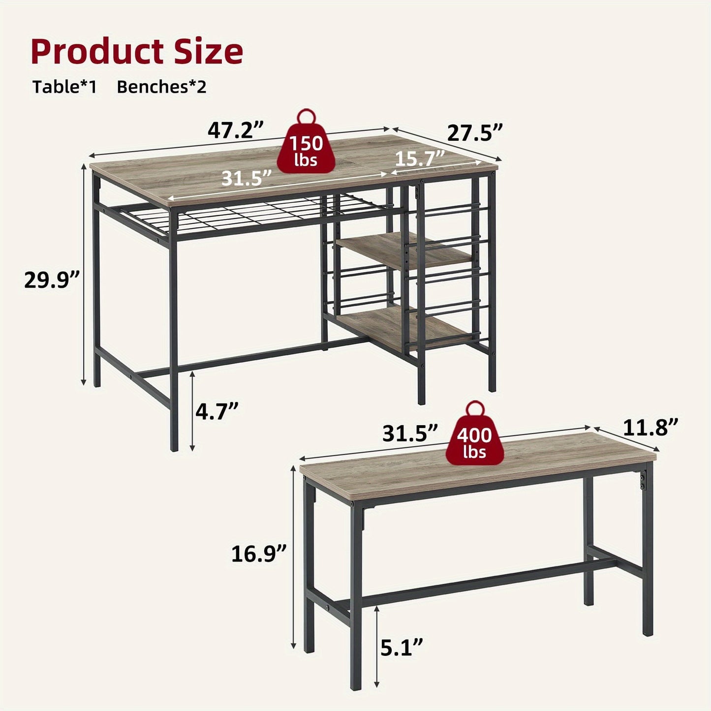 Eettafelset – Eetkamerset – Keukentafelset – Zitgroep – Tafel met Stoelen – Ruimtebesparend Design – Ingebouwd Wijnrek & Opbergrekken – Compact Rechthoekig – Stevig Hardhout – Inclusief 2 Banken