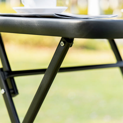 Bistroset – Balkonset – Tuinset – Tuinmeubelen – Zitgroep – Metaal Gepoedercoat – Inklapbaar Met Gehards Glasblad