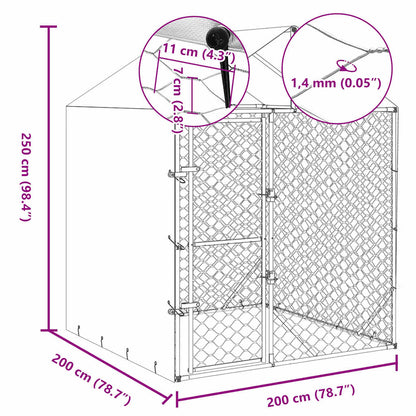 Hondenkennel – Buitenkennel – Dierenren – Hondenhok – Konijnenren – 2x2x2.5 Meter – Gegalvaniseerd Staal – Weerbestendig Dak