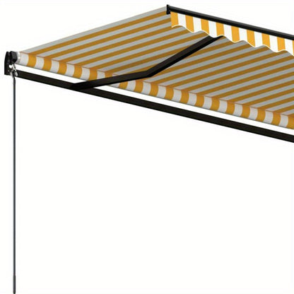Terrasdoek – Balkonzeil – Zonnescherm – Schaduwdoek – Uitschuifbare Luifel – Geel Wit – Verstelbaar 500x350 cm – Duurzaam Metaal & Stof