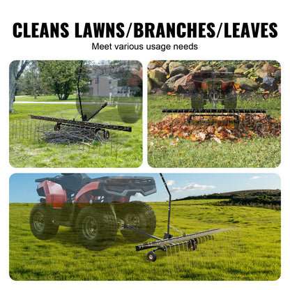 Verticuteerhark – Aanhanghark – Verticuteren Hark – Grasmaaiers Hark – ATV Hark – 60 Inch Werkbreedte – 24 Stalen Tanden