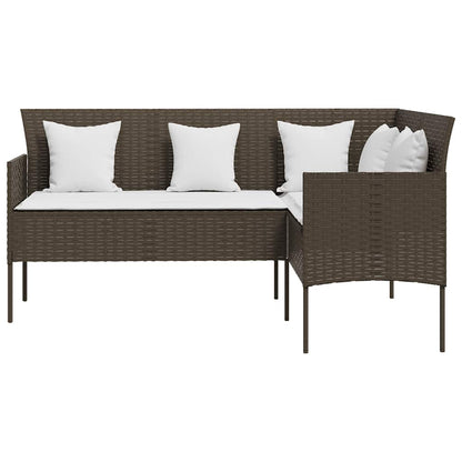 Loungeset – Tuinset – Loungebank – Zitgroep – Loungeset Poly Rattan – L-vormig – Weerbestendig Gepoedercoat Stalen Frame – Inclusief Zachte Kussens