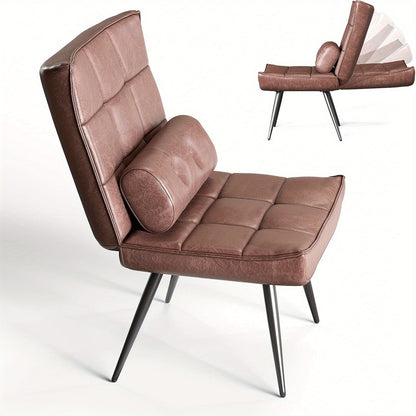 Leren Fauteuil – Lounge Stoel – Relaxstoel – Draaistoel – Vintage Leunstoel – Verstelbare Rugleuning – Comfortabel Elastisch Schuim
