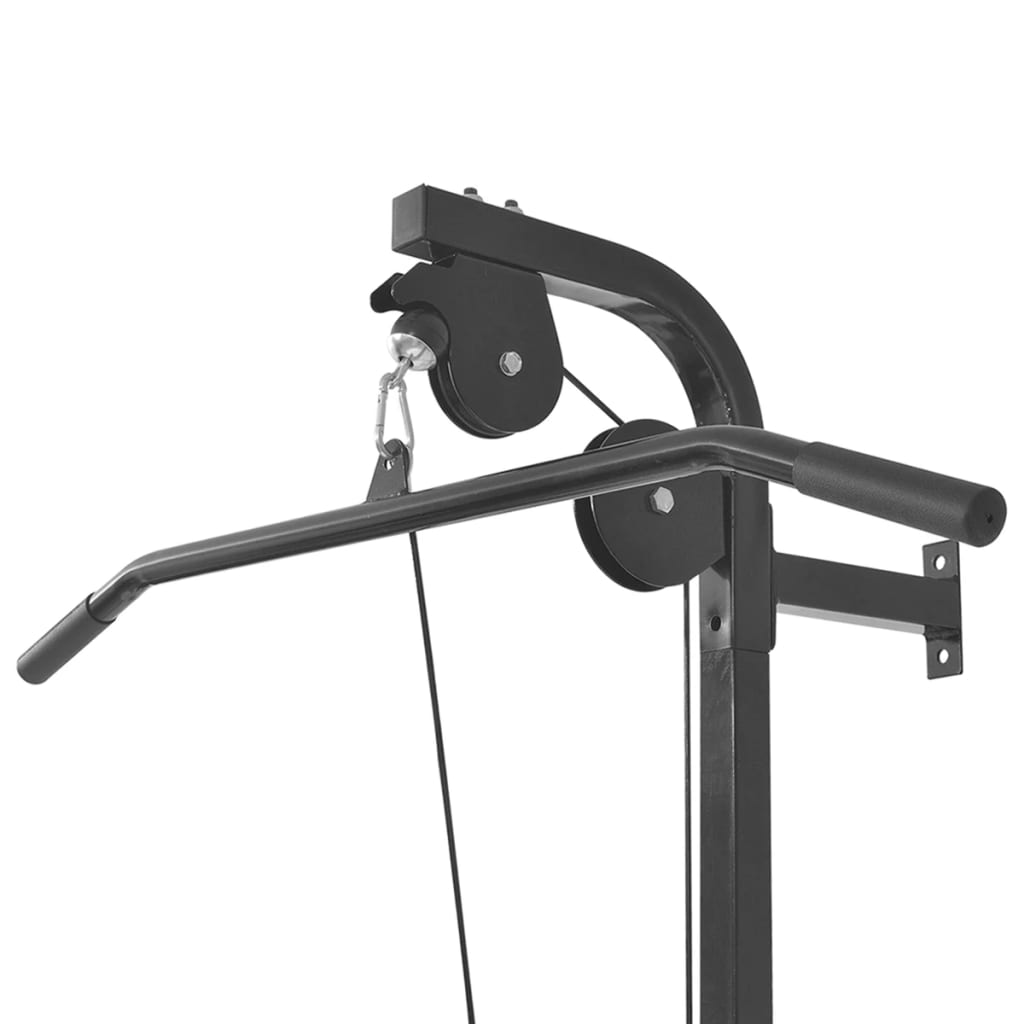Power Tower – Krachtstation – Fitnessstation – Trainingsrek – Muurbevestiging – Compact Stalen Frame – Compleet Gewichtenset 30,5 kg – Antislip Handgrepen