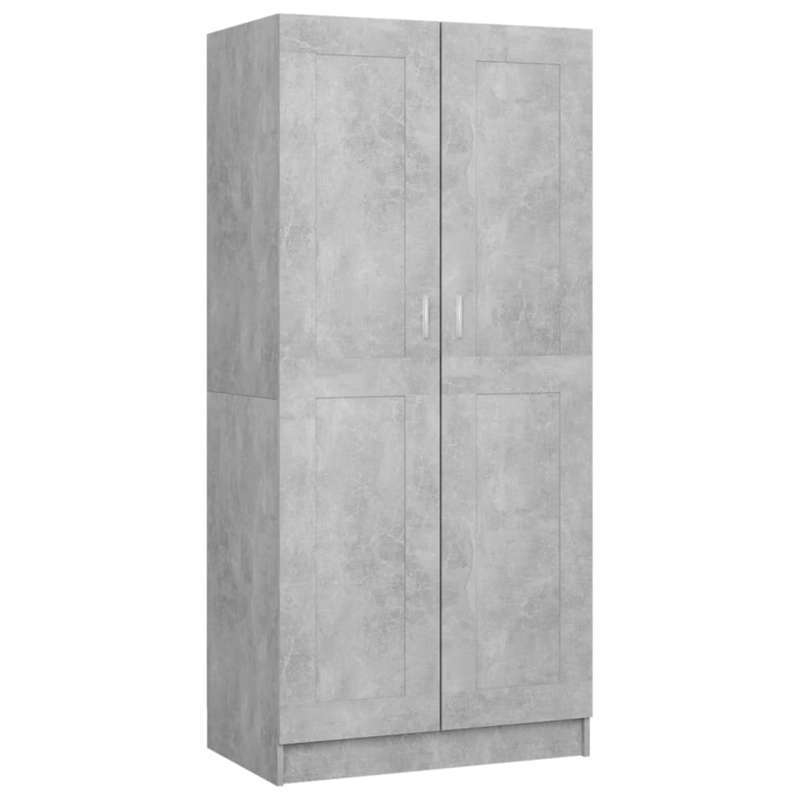 Kast – Kledingkast – Opbergkast – Bergkast – Garderobekast – Beton-grijs – Behandeld Hout – 82,5x51,5x180 cm – Vrijstaand – Weerbestendig