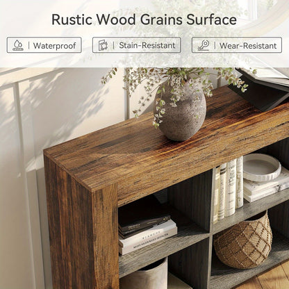 Sidetable – Consoletafel – Wandtafel – Haltafel – Bijzettafel – Landelijke Stijl – 160 cm Smal – Handgemaakt Hout Met 6 Opbergruimtes – Duurzaam & Eenvoudig Te Monteren