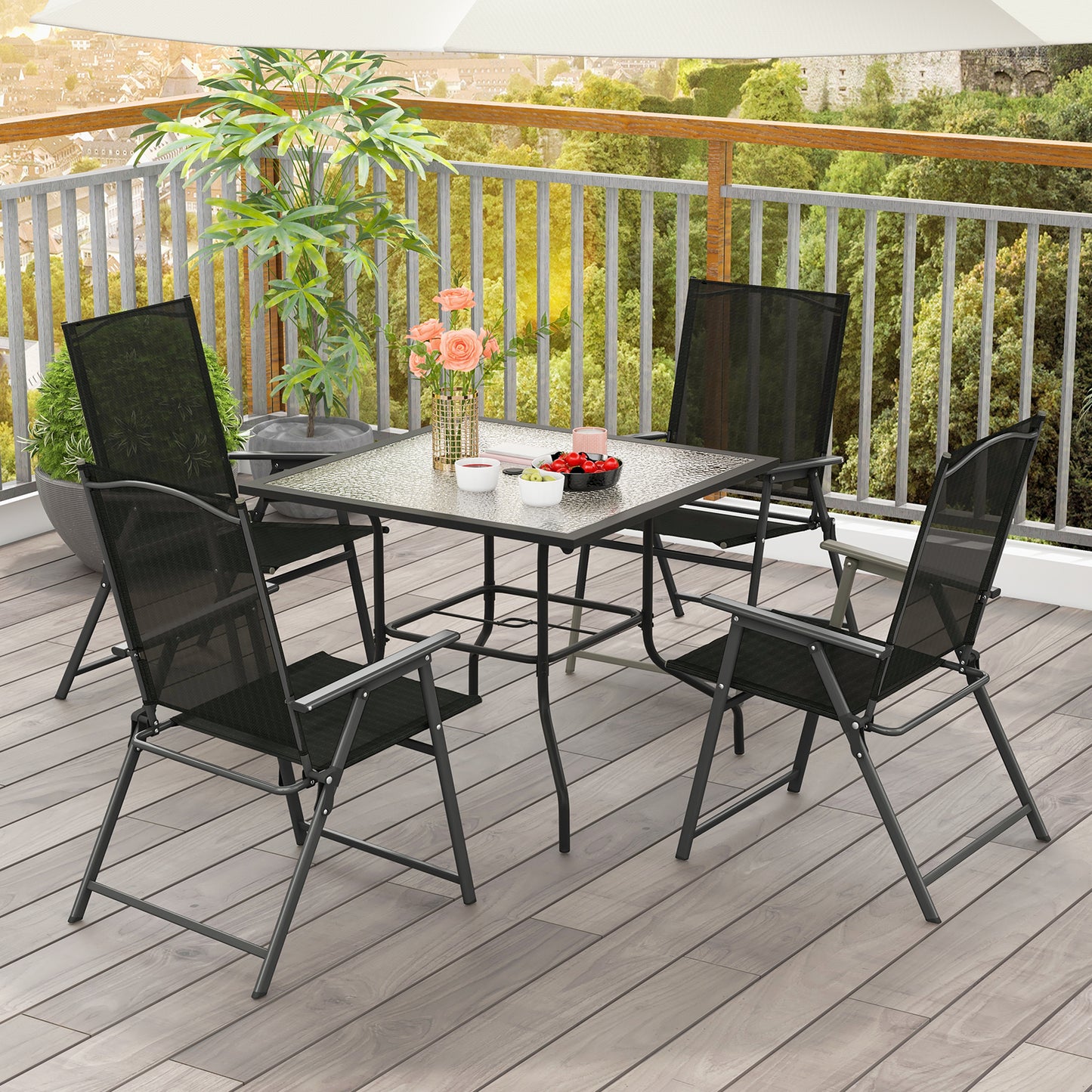 Opvouwbare Stoelen – Tuinstoelen – Balkonstoelen – Campingstoelen – Klapstoelen – Hoge Rugleuning – Antislip Voetjes – Lichtgewicht Metaalframe
