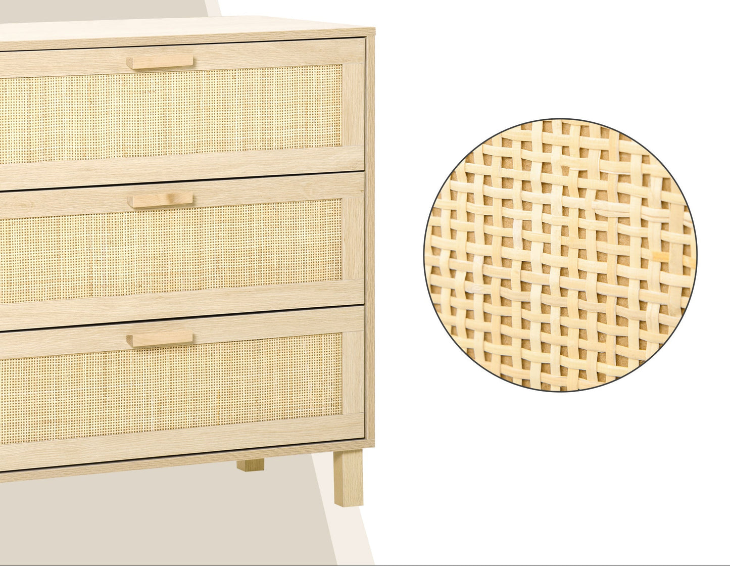 Commode – Ladekast – Dressoir – Opbergkast – Kast – 3 Ruime Lades – MDF Licht Houtdecor 80x40x80 cm